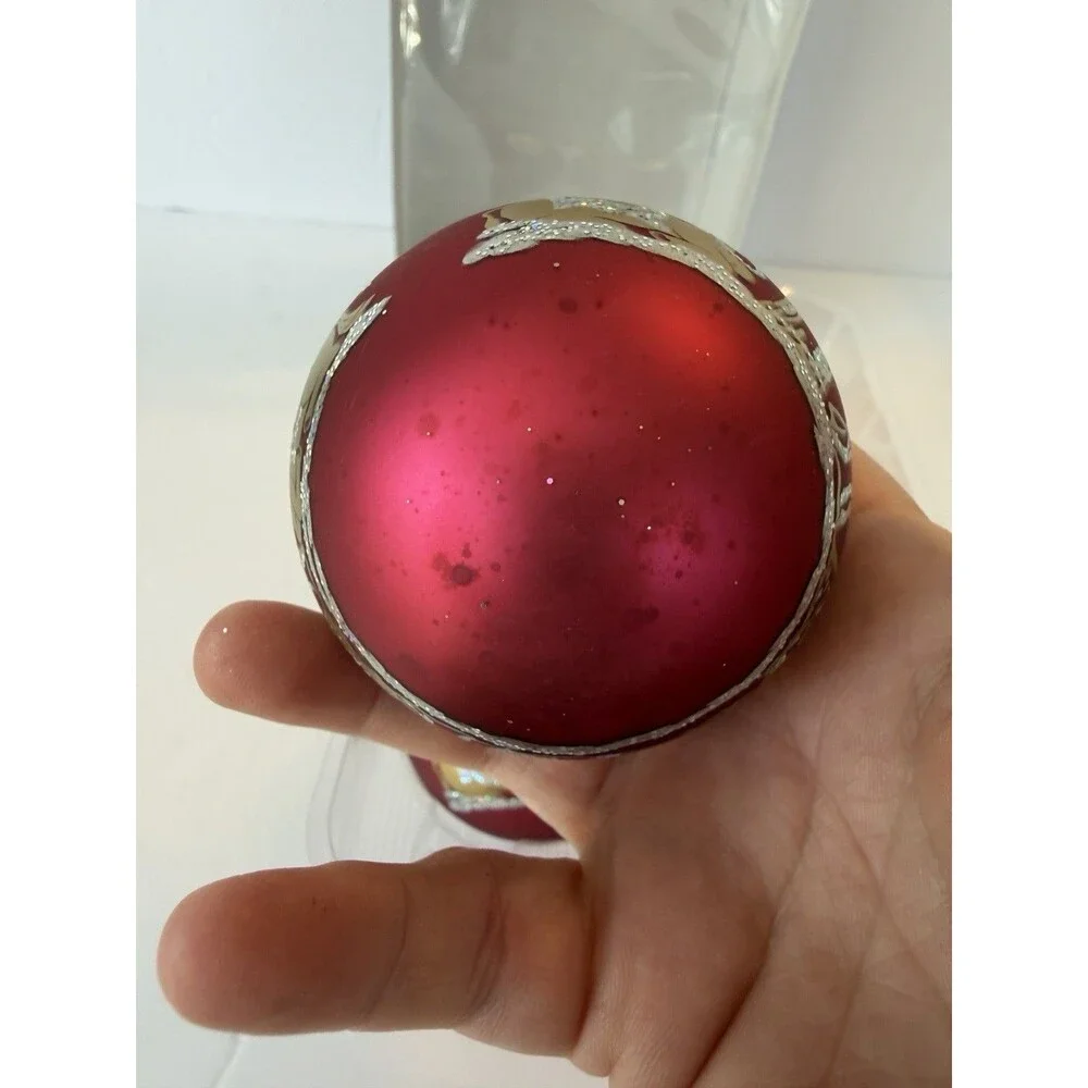 Vintage Nativity Wise Men Jesus Mary Bethlehem Red Glass Christmas Ornaments USA